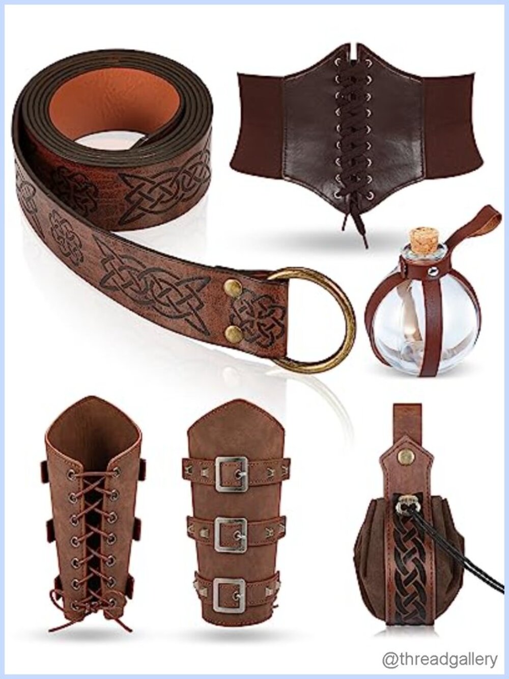 Renaissance PU Leather Belt Pouch Corset Belt Arm Guards Costume Accessories